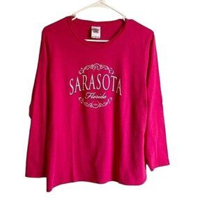 Pink Sarasota Florida Tee Shirt Long Sleeve Large Gildan